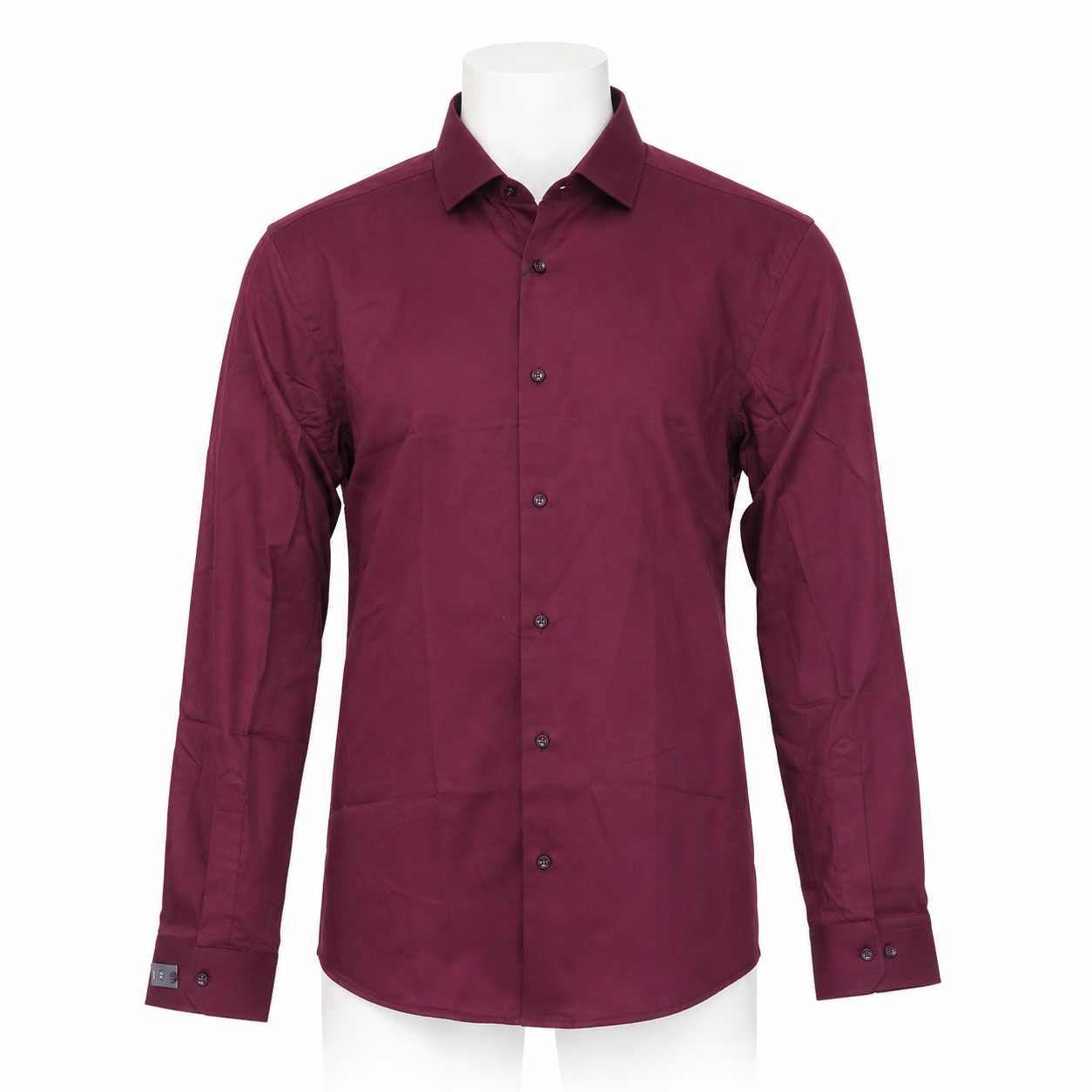 YGIANNI COTTON SATIN MAROON SHIRT WITH P SQUARE