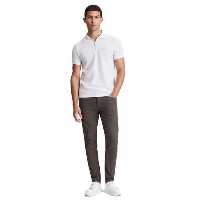 PIERRE CARDIN WHITE POLO T SHIRT WITH ZIPPER