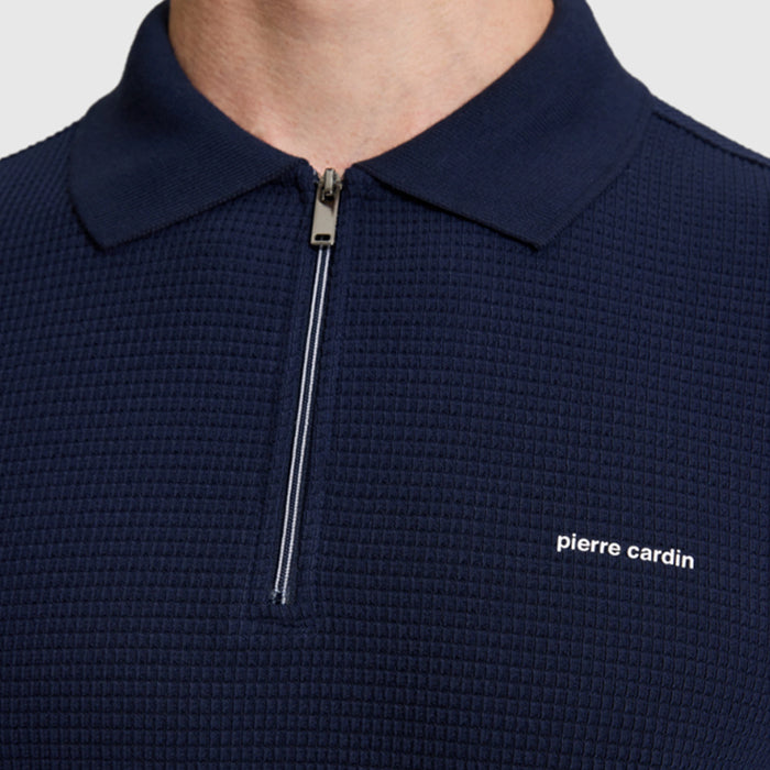 PIERRE CARDIN WHITE POLO T SHIRT WITH ZIPPER