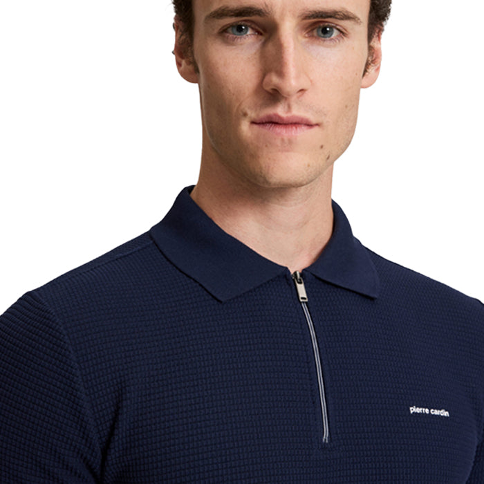 PIERRE CARDIN WHITE POLO T SHIRT WITH ZIPPER