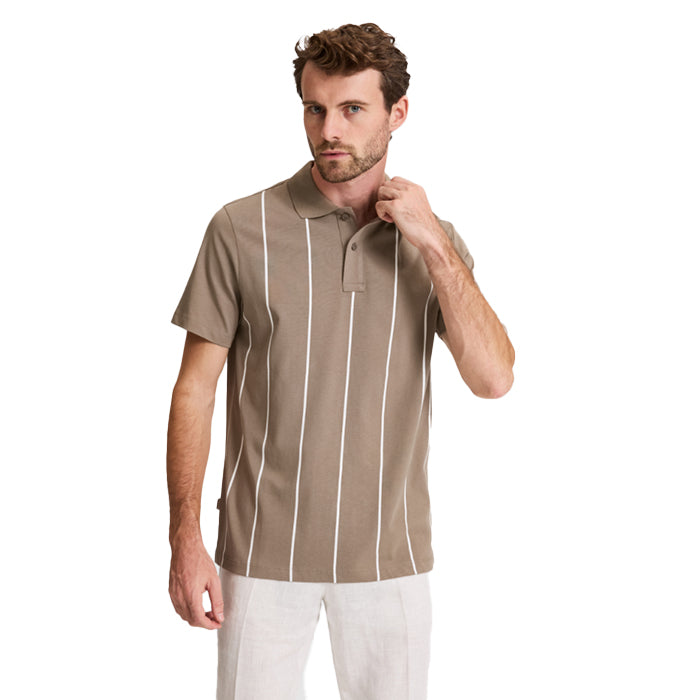 PIERRE CARDIN MINK POLO  T SHIRT  WITH WHITE STRIPES