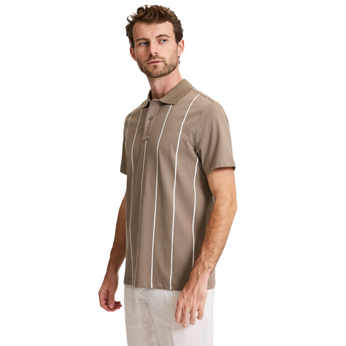 PIERRE CARDIN MINK POLO  T SHIRT  WITH WHITE STRIPES