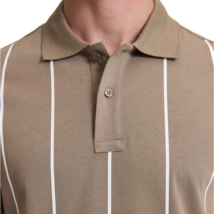 PIERRE CARDIN MINK POLO  T SHIRT  WITH WHITE STRIPES
