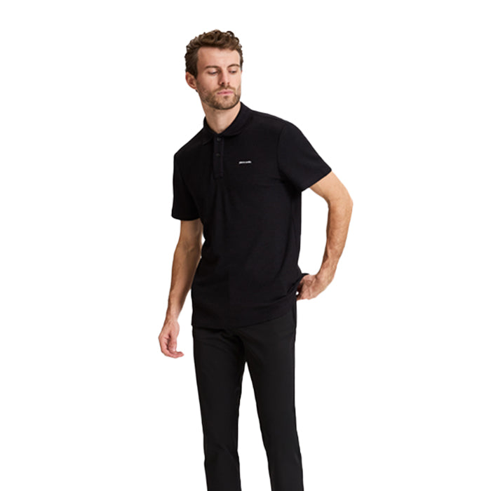 PIERRE CARDIN TEXTURED BLACK POLO T SHIRT