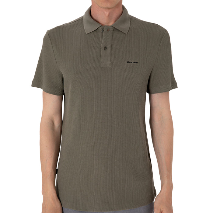PIERRE CARDIN TEXTURED BLACK POLO T SHIRT