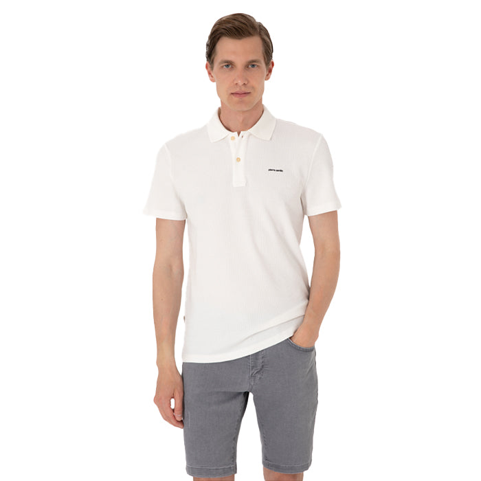 PIERRE CARDIN TEXTURED BLACK POLO T SHIRT