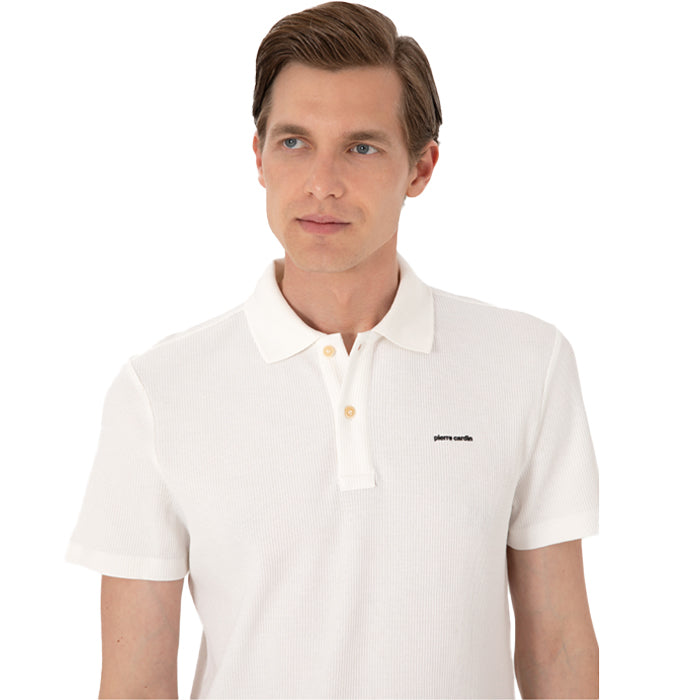 PIERRE CARDIN TEXTURED BLACK POLO T SHIRT