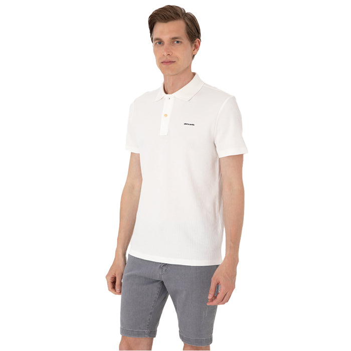 PIERRE CARDIN TEXTURED BLACK POLO T SHIRT