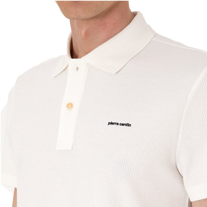 PIERRE CARDIN TEXTURED BLACK POLO T SHIRT