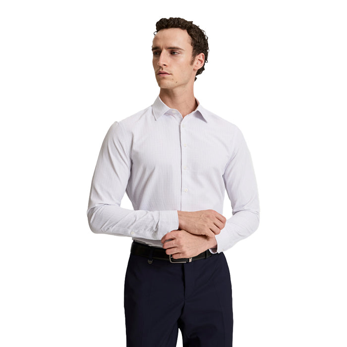PIERRE CARDIN WHITE GREY CHECKED SHIRT