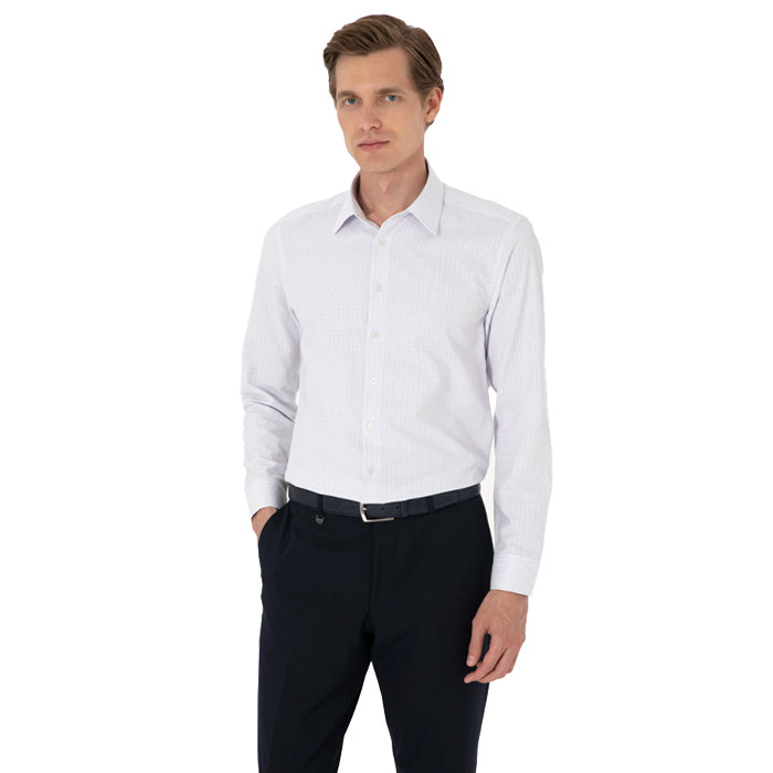 PIERRE CARDIN WHITE GREY CHECKED SHIRT