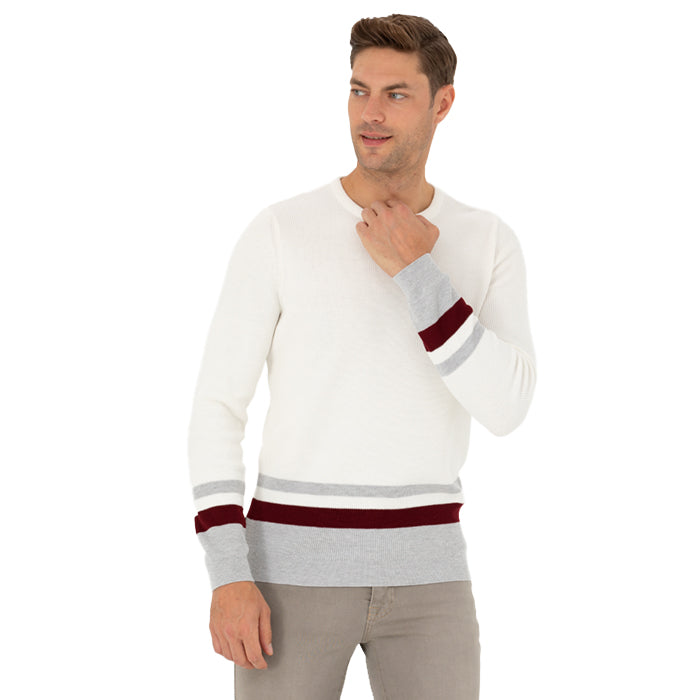 PIERRE CARDIN CREAM ROUND NECK SWEATER