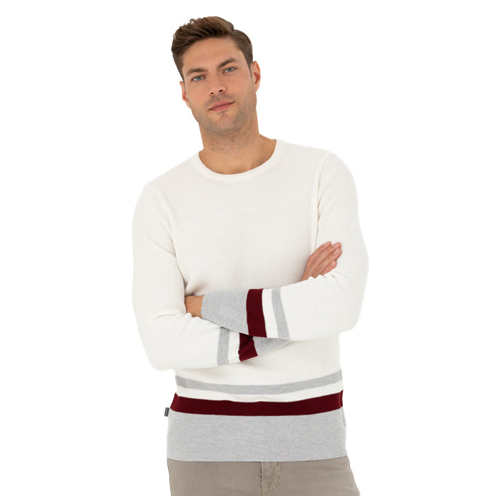 PIERRE CARDIN CREAM ROUND NECK SWEATER