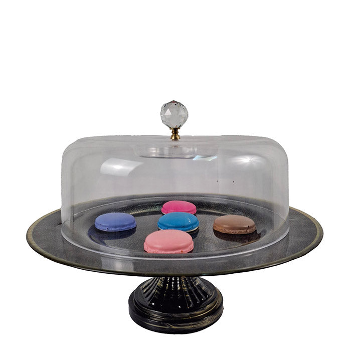 GLASS CAKE PLATE STAND & COVER GALAXI DESIGN