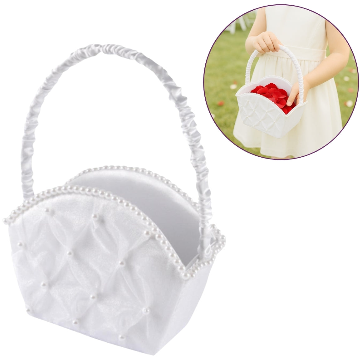 DECOR  FLOWER GIRL BASKET WHITE 20 CM