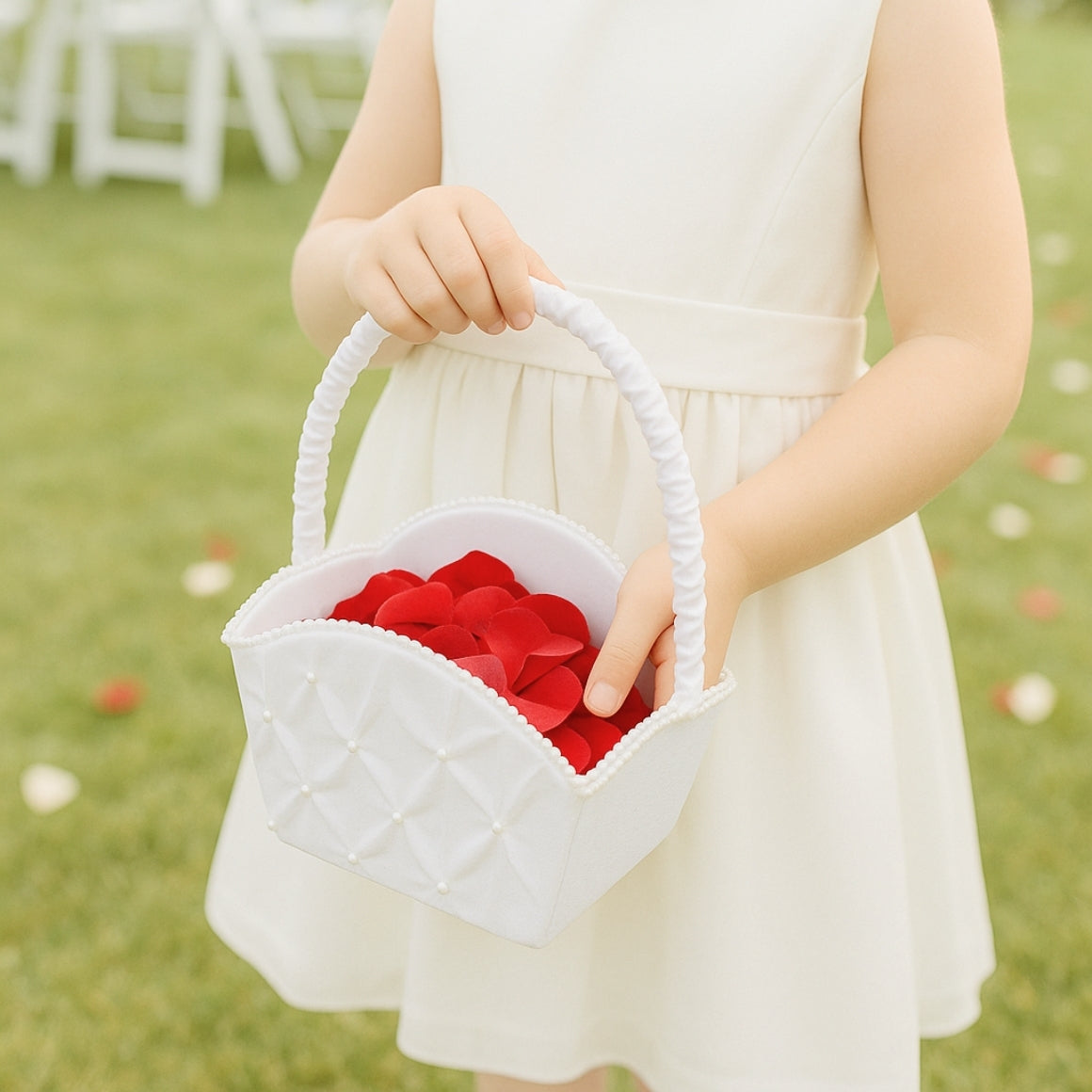 DECOR  FLOWER GIRL BASKET WHITE 20 CM