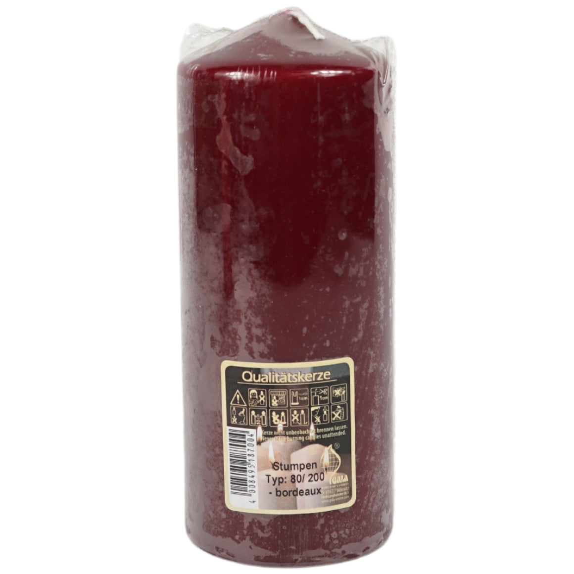 MAROON PILLAR CANDLE  8x20 CM