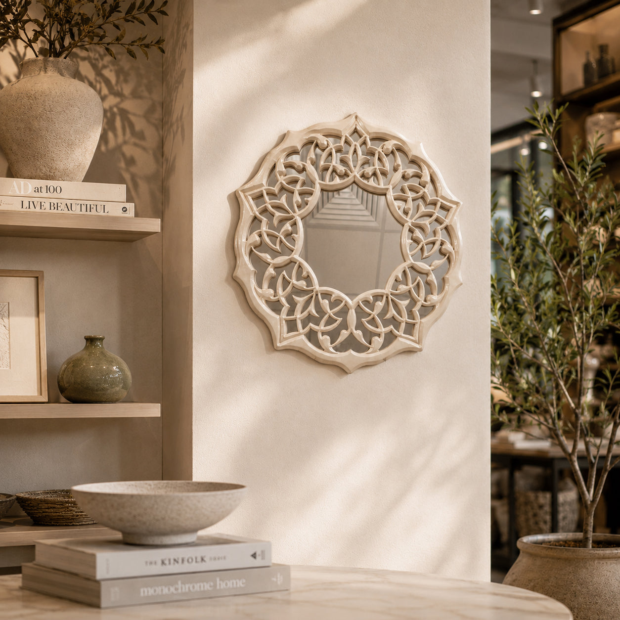 SIRINLER CERAMIC WALL  MIRROR  BEIGE