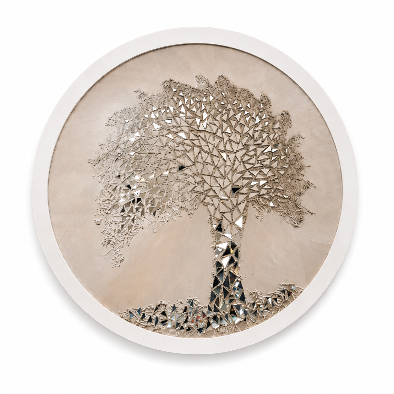 WALL DECOR ROUND LUNA SALMON TREE 90 CM