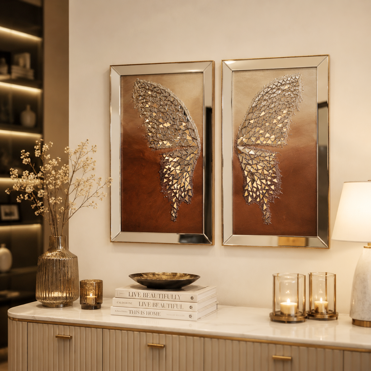 GREEN BUTTERFLY WALL DECOR TWO PCS 60X80 CM