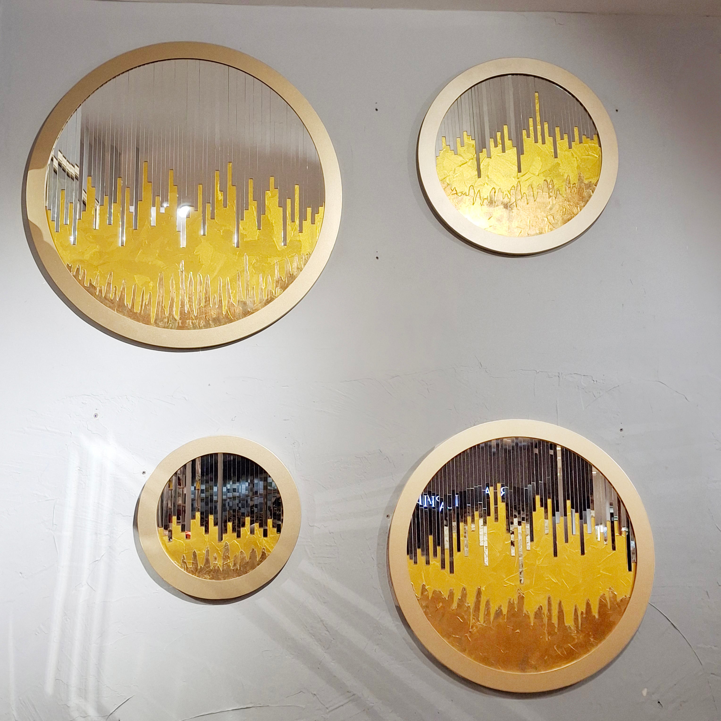 WALL DECOR FOUR PCS(SET)  ROUND LOUISE GOLD
