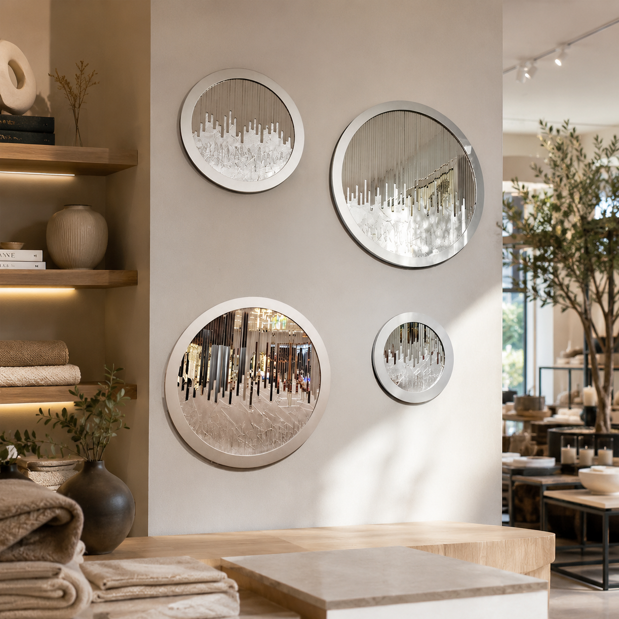 WALL DECOR FOUR PCS (SET) ROUND LOUISE GREY