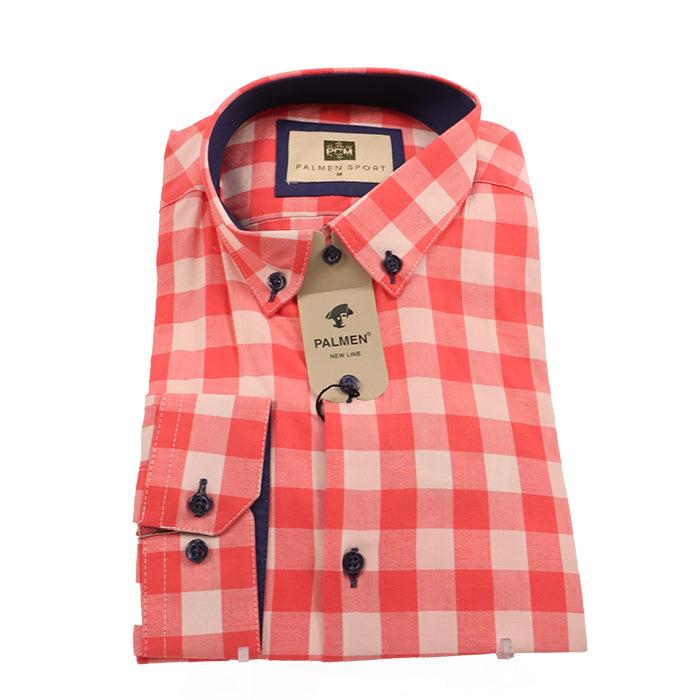 PALMEN CHECKED RED AND WHITE SHIRT