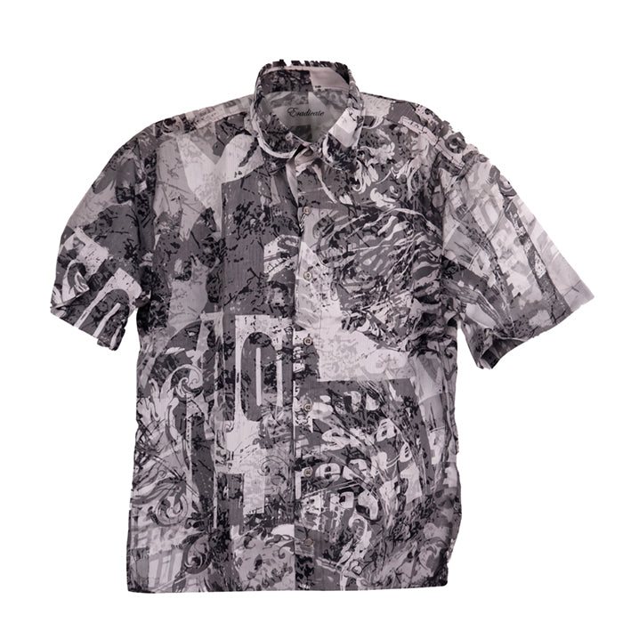 PALMEN GREY FLORAL SHORT SLEEVE SHIRT