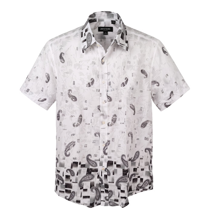 PALMEN WHITE FLORAL SHORT SLEEVE SHIRT
