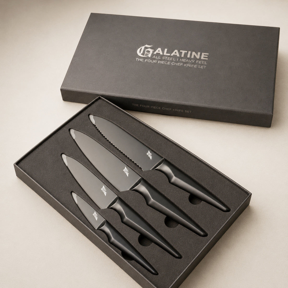 EDGE OF BELGRAVIA PROFFESIONAL CHEF KNIFE SET 4 PCS  BLACK