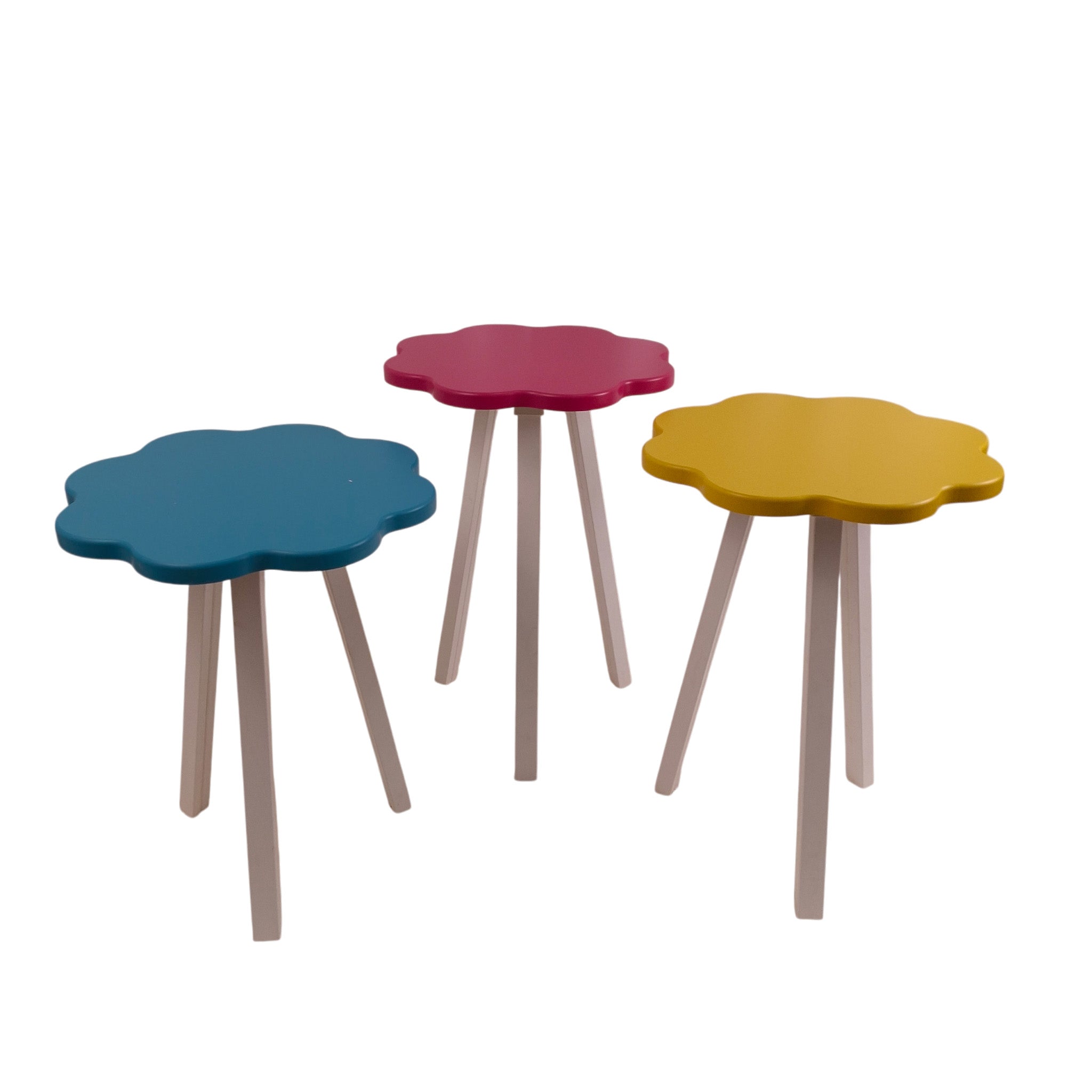 COFFE TABLE TRIPLE SET DESIGN FLOWER