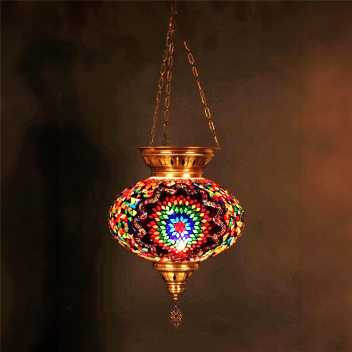 MOSAIC GLASS CHANDELIER ONE GLOBE