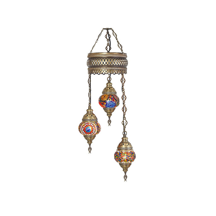 MOSAIC GLASS CHANDELIER THREE GLOBES