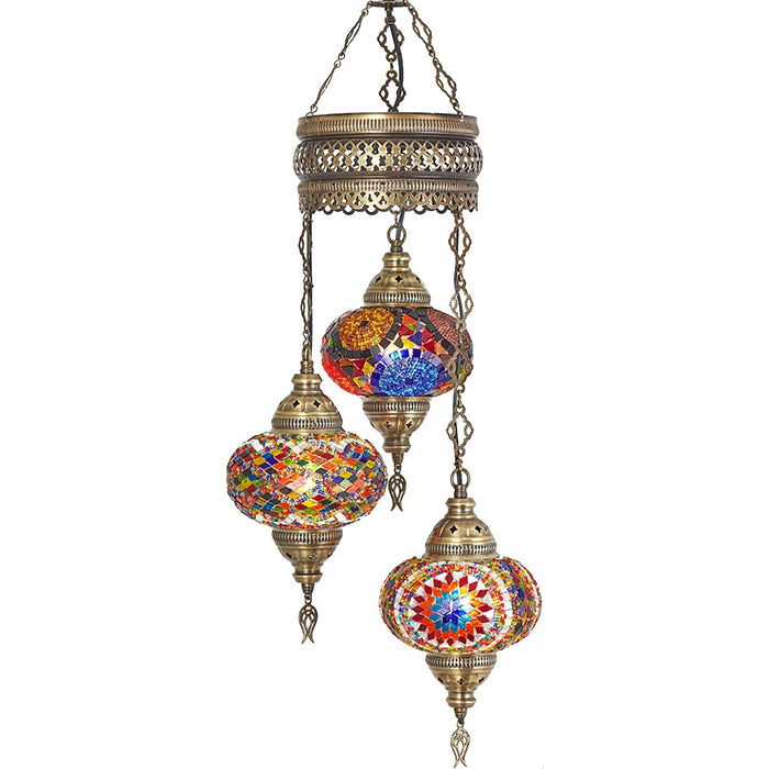 MOSAIC GLASS CHANDELIER THREE GLOBES