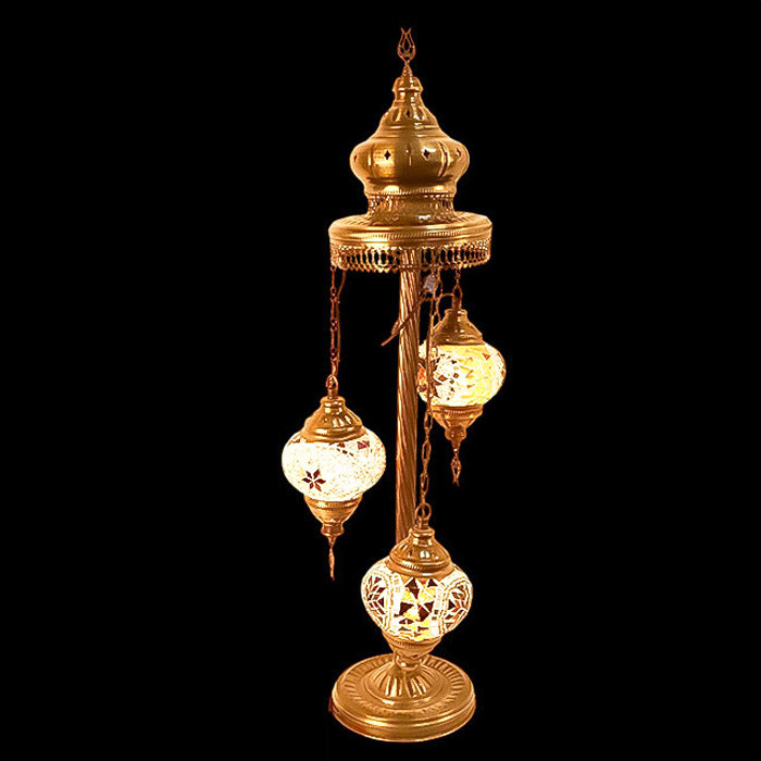 MOSAIC GLASS FLOOR LAMP THREE GLOBES