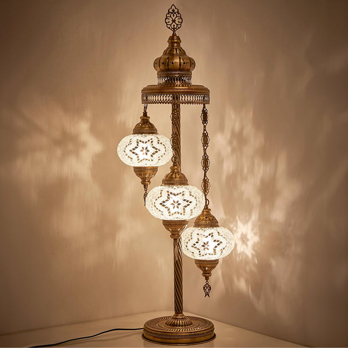 MOSAIC GLASS FLOOR LAMP THREE GLOBES