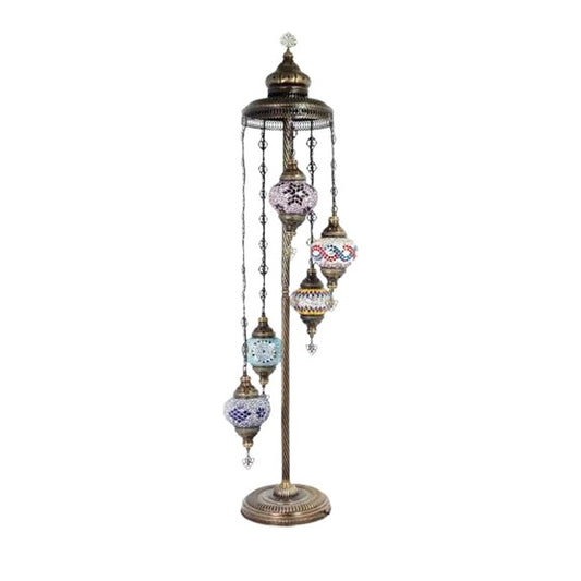 MOSAIC GLASS FLOOR LAMP FIVE GLOBES