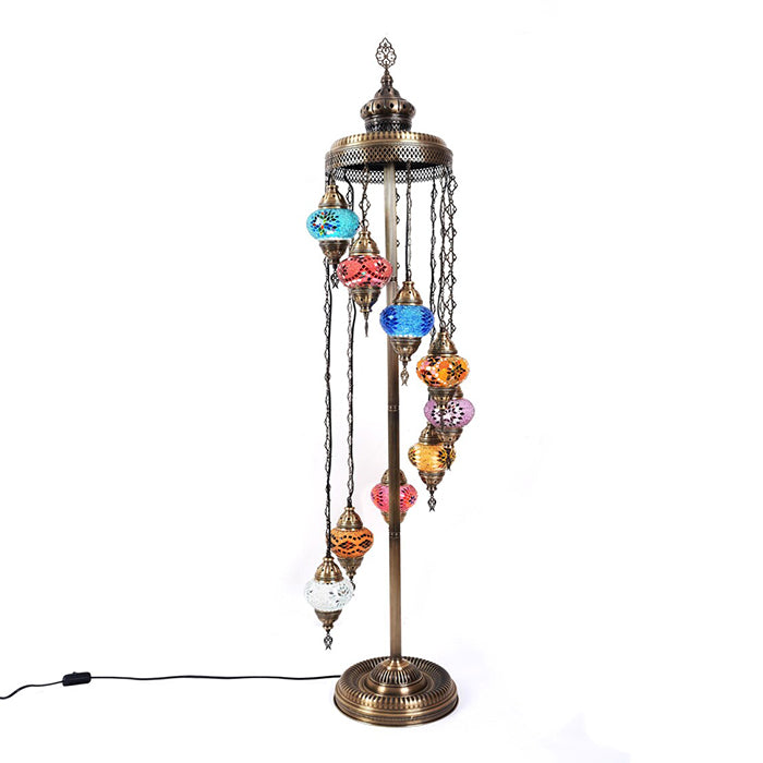 MOSAIC GLASS FLOOR LAMP NINE GLOBES