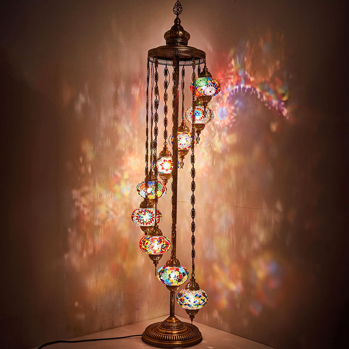 MOSAIC GLASS FLOOR LAMP NINE GLOBES