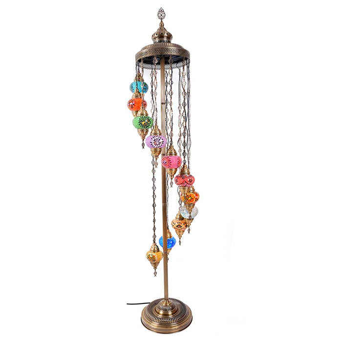 MOSAIC GLASS FLOOR LAMP ELEVEN GLOBES