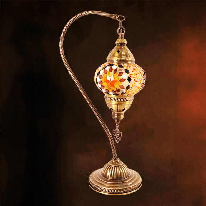 MOSAIC GLASS SWAN TABLE LAMP