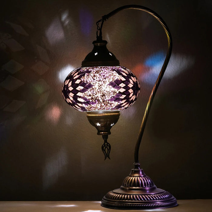 MOSAIC GLASS SWAN TABLE LAMP