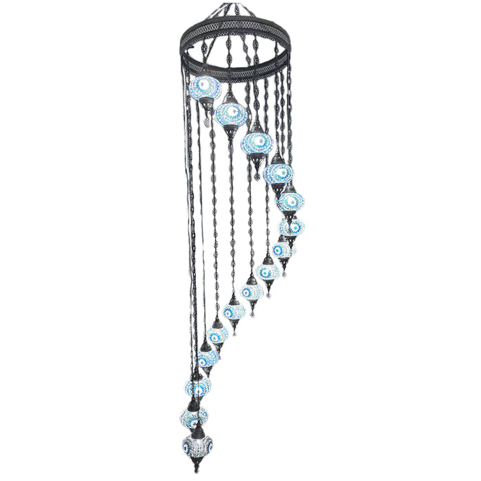 MOSAIC GLASS CHANDELIER FIFTEEN GLOBES