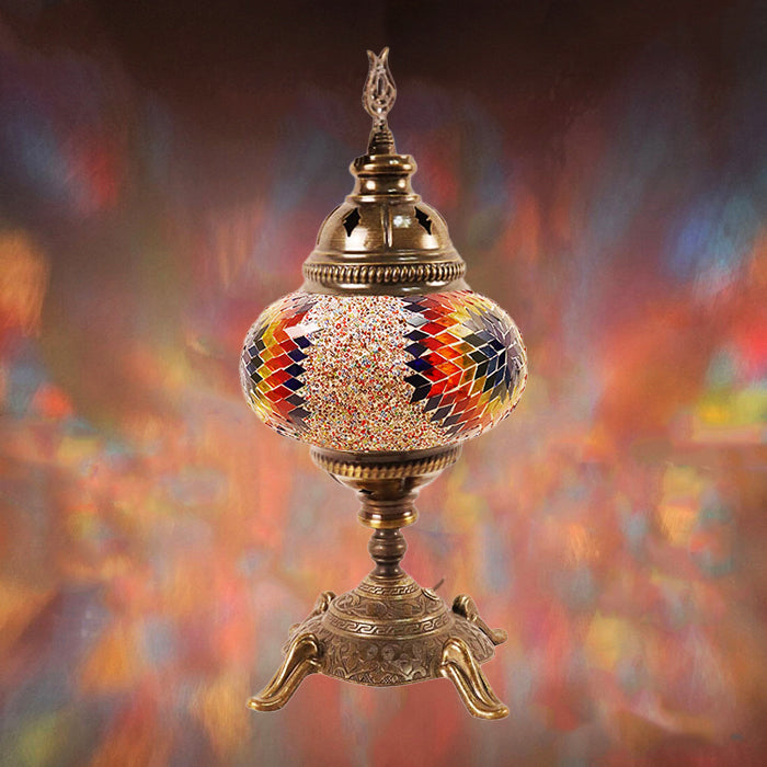 MOSAIC GLASS BATTERY TABLE LAMP ONE GLOBE