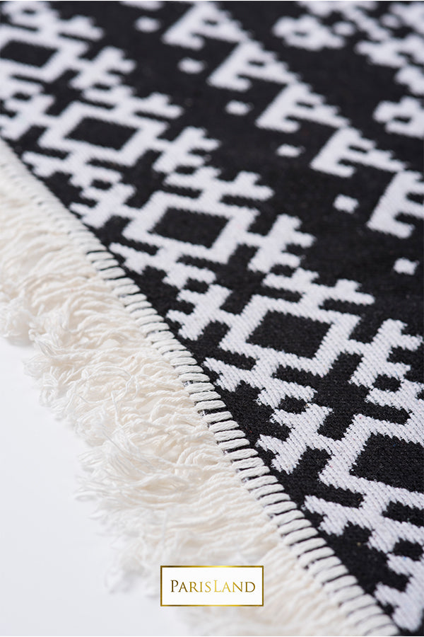 BLACK&WHITE DESIGN TRADITIONAL COTTON RUG