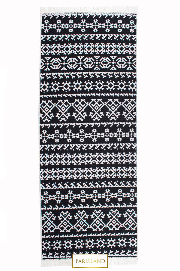 BLACK&WHITE DESIGN TRADITIONAL COTTON RUG