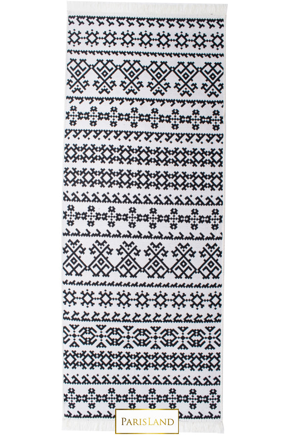 BLACK&WHITE DESIGN TRADITIONAL COTTON RUG