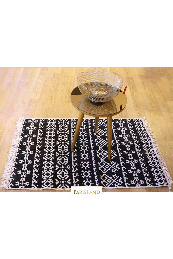 BLACK&WHITE DESIGN TRADITIONAL COTTON RUG