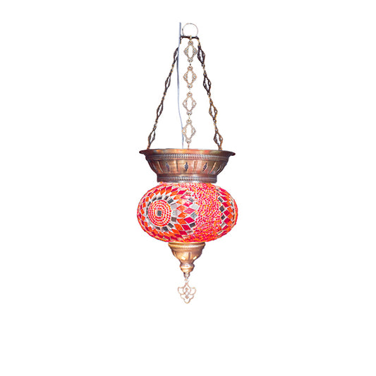 MOSAIC GLASS CHANDELIER ONE GLOBE