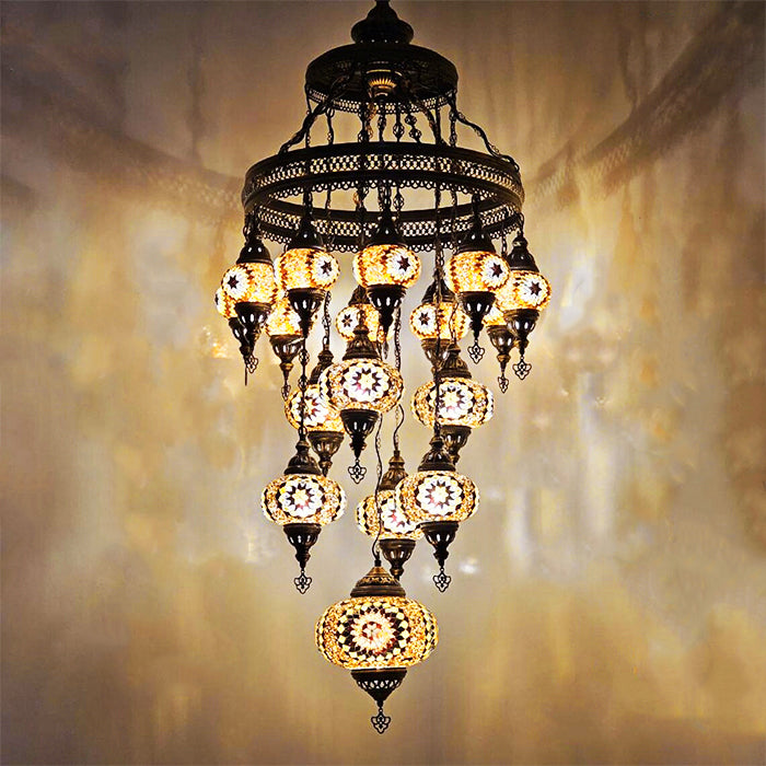 MOSAIC GLASS CHANDELIER SEVENTEEN GLOBES